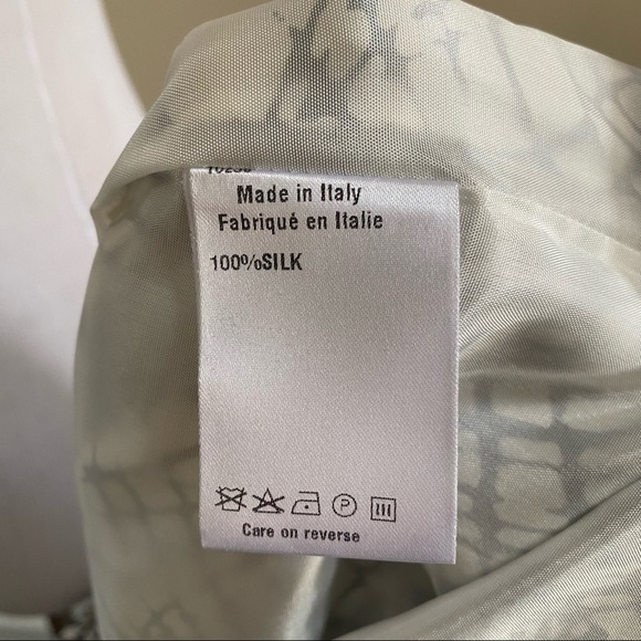 ROBERT TALBOTT Made In Italy Silk Blue White Sleeveless Dress Size M - Picture 4 of 9